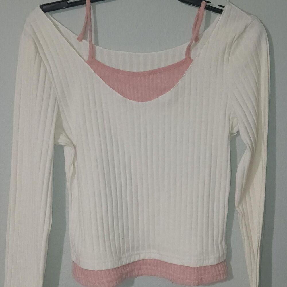 Romwe Women's White and Pink Shirt